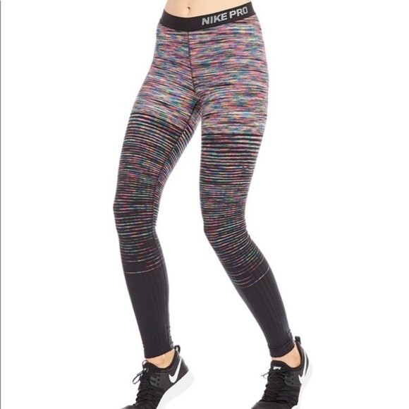 Nike Pro Hyperwarm Rainbow Multicolor High Waist Leggings - Size XS - EUC - Picture 1 of 7